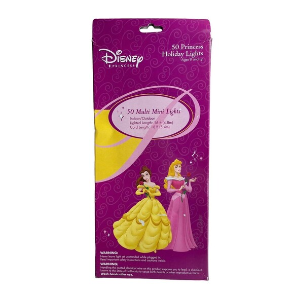 Disney Princess 50 Bulb Multicolor Holiday Light Christmas Plug In Strand - Picture 2 of 3